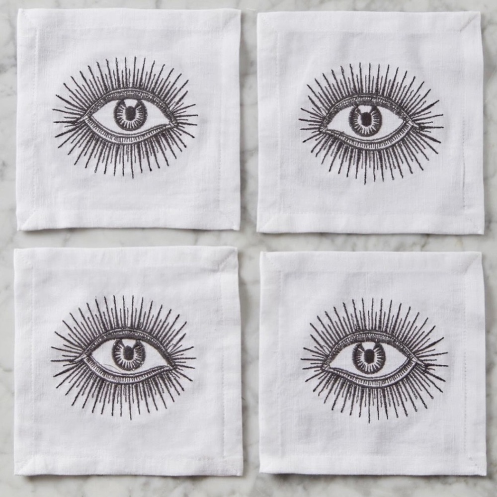 JONATHAN ADLER Eyes Cocktail Napkins, Set/4-Brand New!